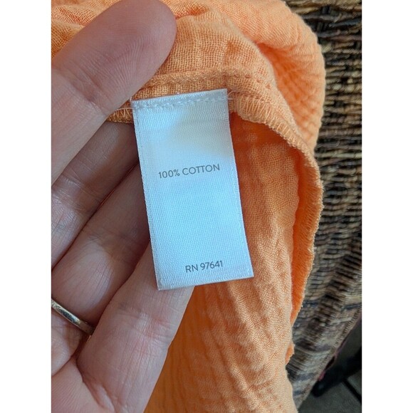 J. Jill Cotton Gauze Popover Top Womens Large  Boho Relaxed Oversized 3/4 Sleeve - Picture 4 of 5